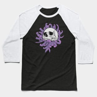 Chrysanthemum Skull Whimsigoth Design Baseball T-Shirt